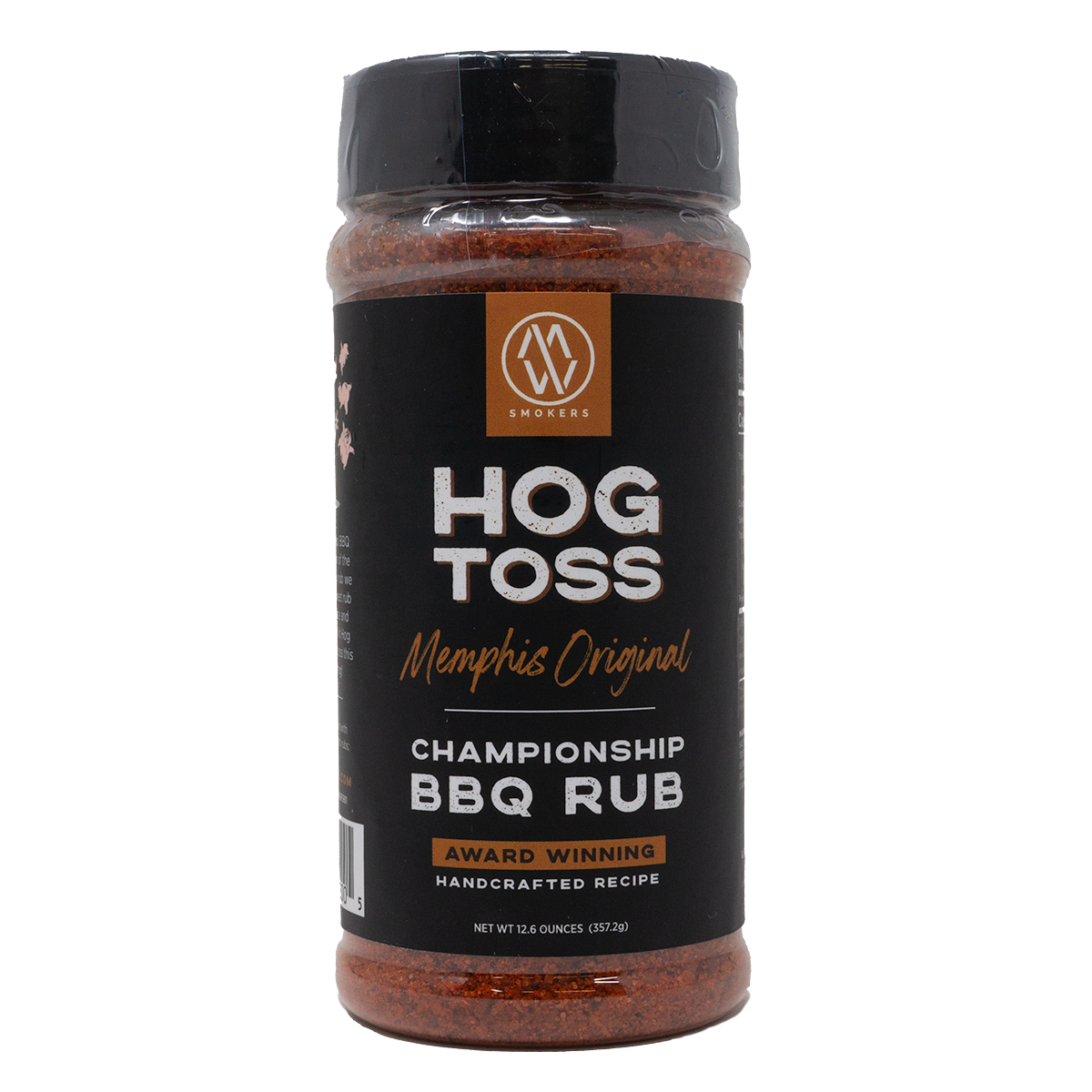 Bottle of Hog Toss rub from M/W Smokers