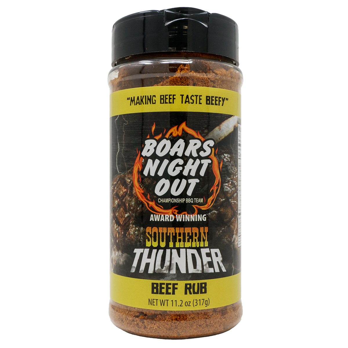 Bottle of Southern Thunder rub from Boars Night Out